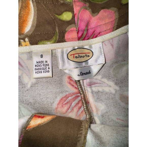 Talbots Floral Print Cropped Stretch Pants Size 8 Preppy Classic Boho Coastal - Picture 5 of 7